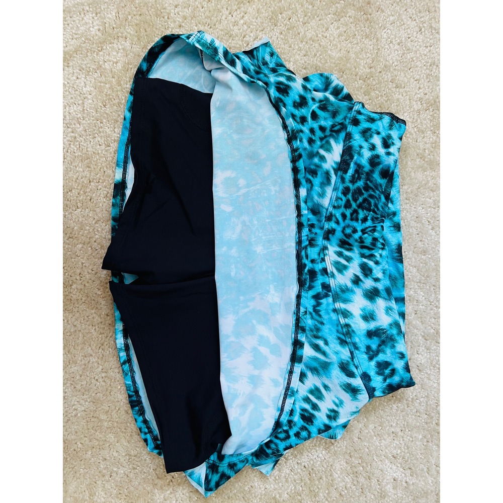 Blue Leopard Cheetah Print Ruffle Back Mini Skort Y2K Style Athletic Skirt M - Picture 3 of 3